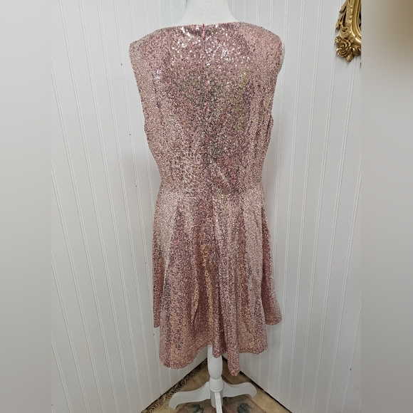 Dressever Sequin Sleeveless Pink Dress L - Picture 3 of 4